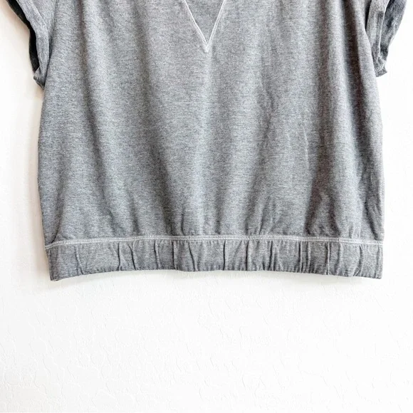 Lululemon Women's Roll Up Crop Top Shirt Short Sleeve Grey French Terry 6 - Picture 4 of 6